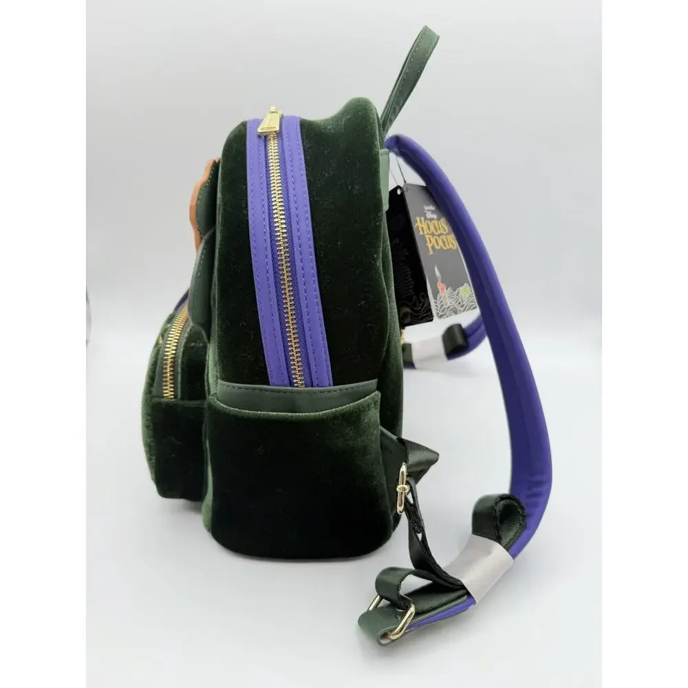 Loungefly Disney Hocus Pocus Green Velvet Winifred Mini Backpack Halloween NWT